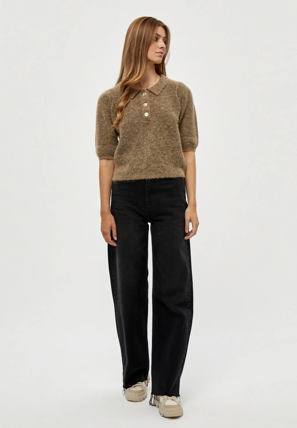 Minus Mille - Poloshirt - Sand Melange 4 Minus Mille - Poloshirt - Sand Melange - Afbeelding 2