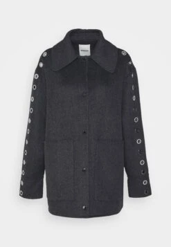 Sandro Oversize Double Face Coat With Eyelet - Halflange Jas - Gris Foncé -Mode Dameskleding Winkel 13963862ff48403fb85fab9c95e3afa2