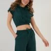 LELA Two Piece Set - Regular Fit - Shorts - Dark Green Melange -Mode Dameskleding Winkel 2ae1ea70f88344328149ddadb46b3589