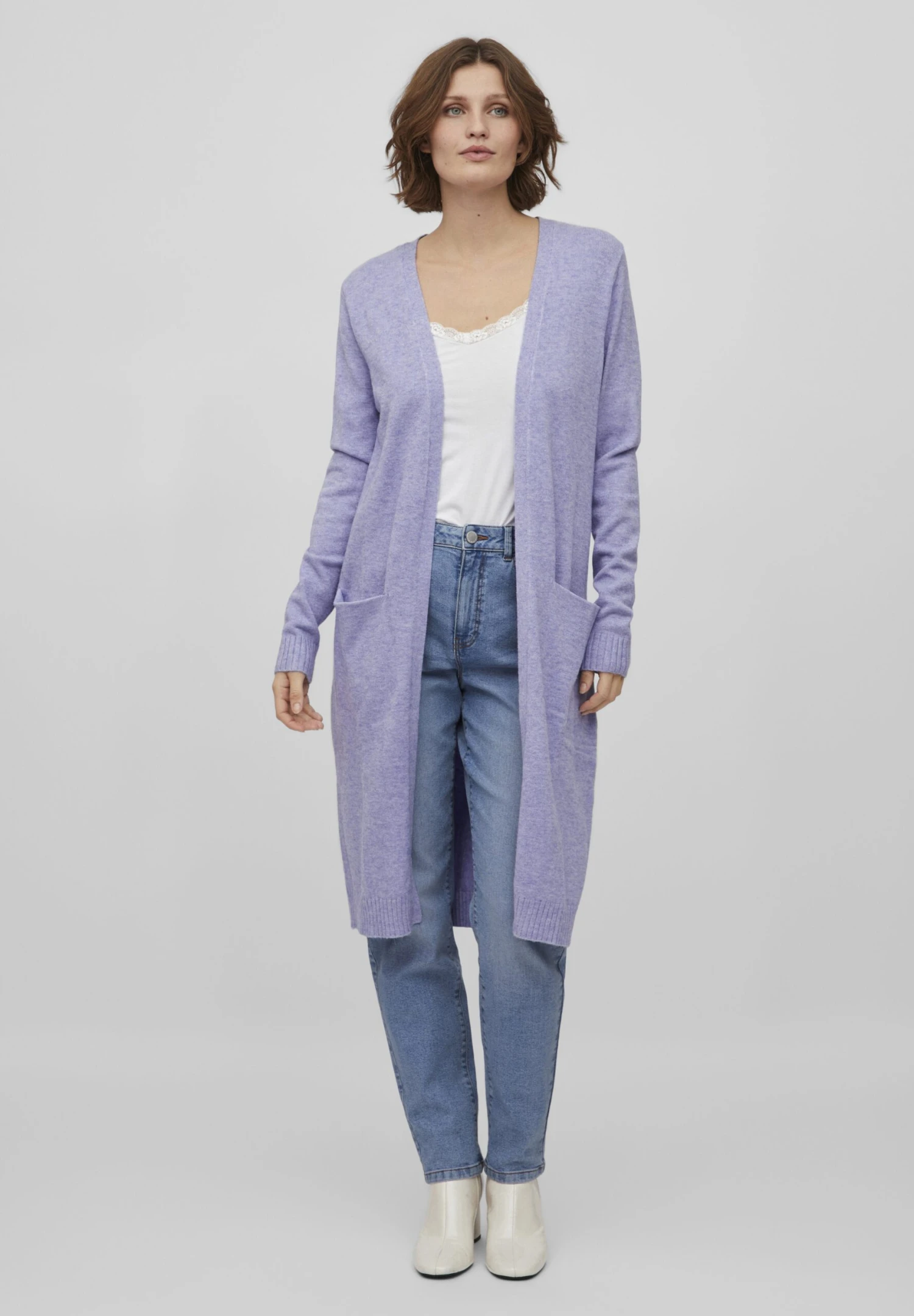 Vila Viril Long Cardigan - Vest - Sweet Lavender 3 Vila Viril Long Cardigan - Vest - Sweet Lavender