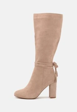 Leather - Laarzen Met Hoge Hak - Beige -Mode Dameskleding Winkel 4a4006a149d14e1187a853948aef12c6