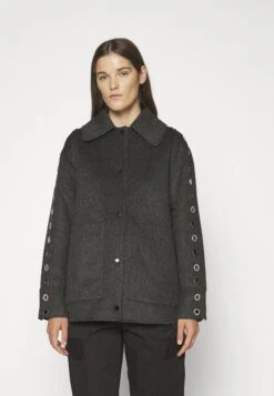 Sandro Oversize Double Face Coat With Eyelet - Halflange Jas - Gris Foncé -Mode Dameskleding Winkel 70081d47288d4c67b74fa81512952017