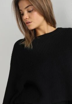 Even&Odd Cropped Jumper - Trui - Black -Mode Dameskleding Winkel 7158b709a0b24b25bcc975a88a9dfa80
