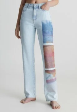 Calvin Klein Jeans High Rise Printed - Straight Leg Jeans - Denim Light