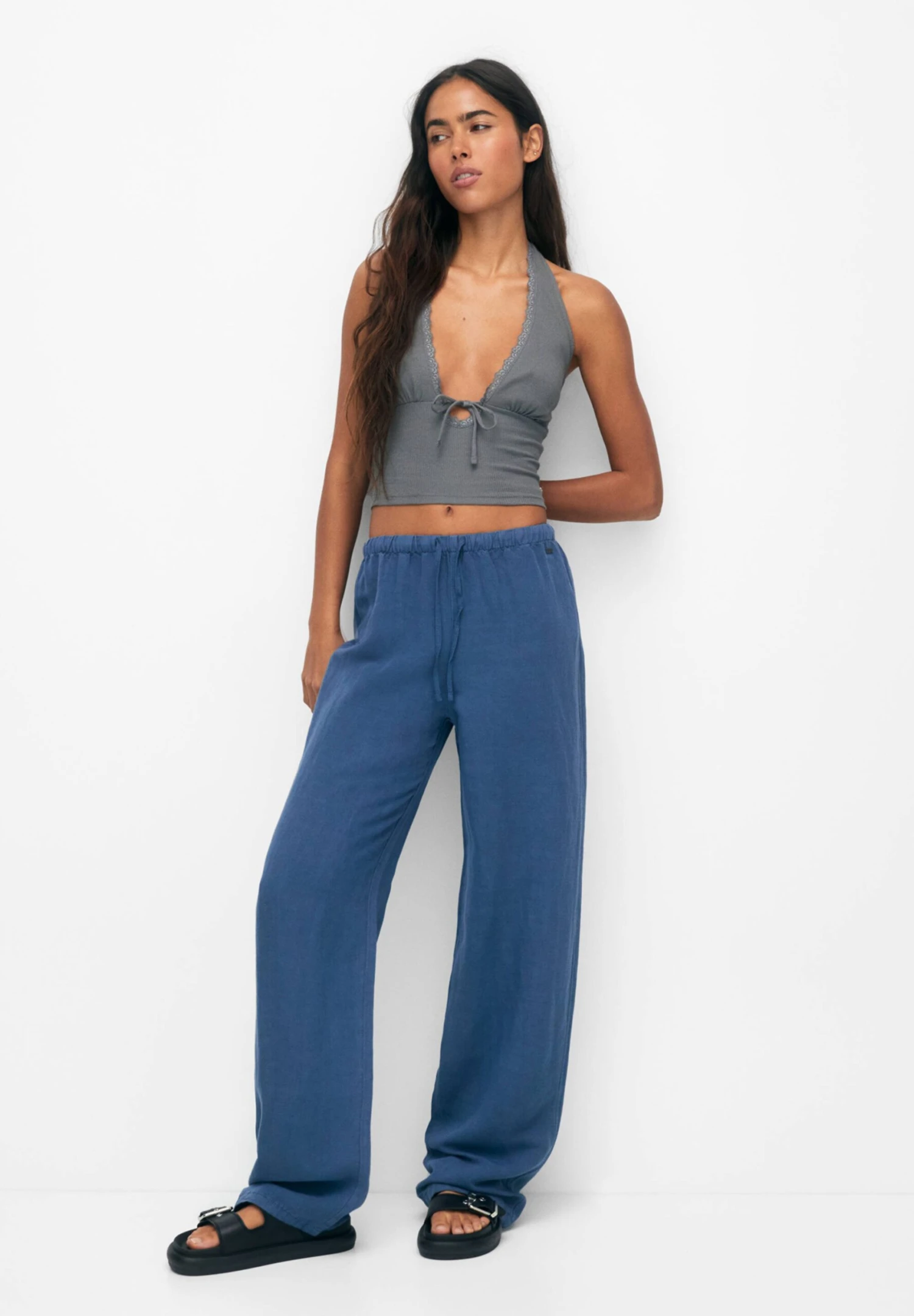 PULL & BEAR Flowing Faded - Broek - Blue 3 PULL & BEAR Flowing Faded - Broek - Blue