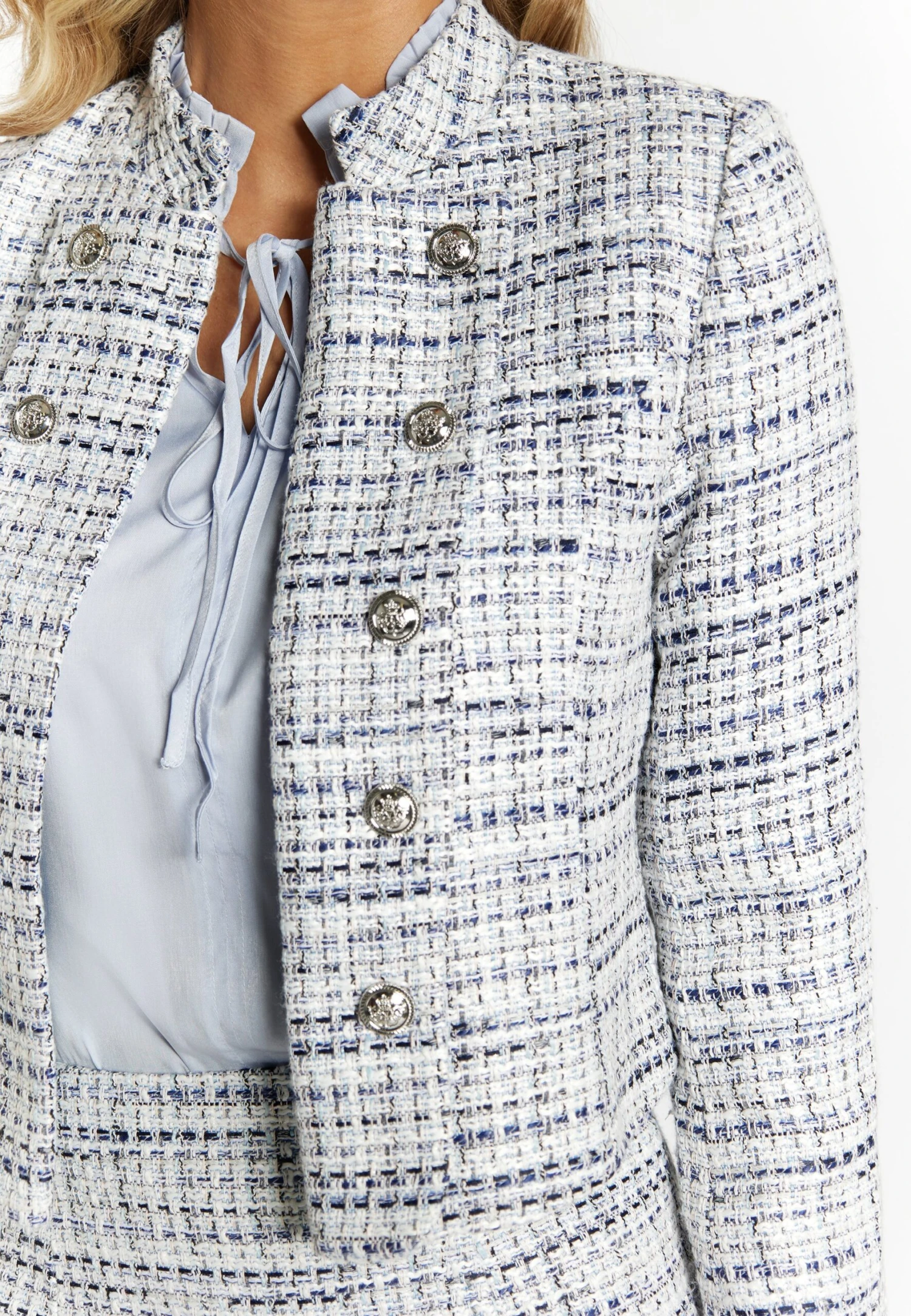 Faina Bouclé - Blazer - Blau Mehrfarbig 6 Faina Bouclé - Blazer - Blau Mehrfarbig - Afbeelding 4